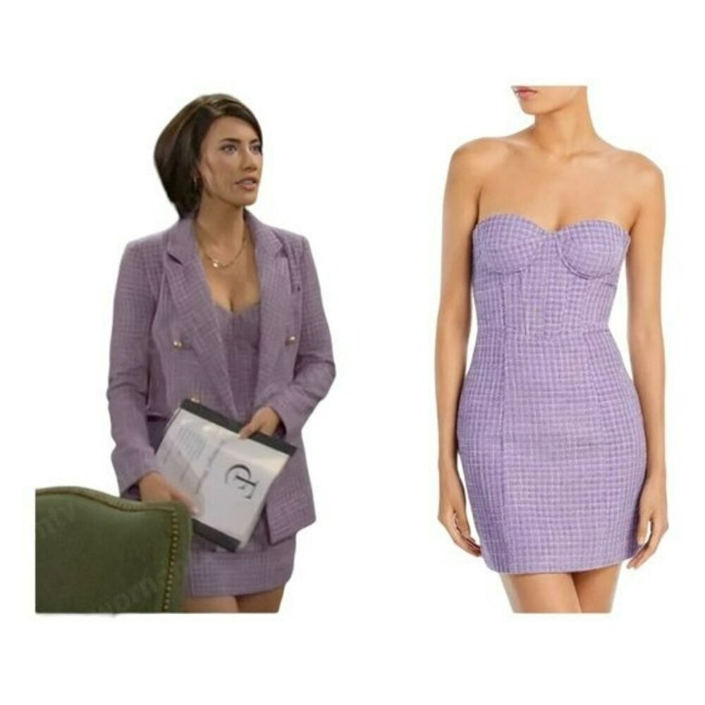 Bloomingdales Aqua Purple Dress Tweed Bustier Strapless As Seen On TV NWT Medium